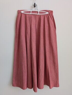 Vintage Made In Finland Pirette Pink Cotton Blend Windowpane Midi Maxi Skirt 10